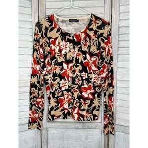 JEFF BANKS Studio Womens Floral Cardigan Sweater Size M